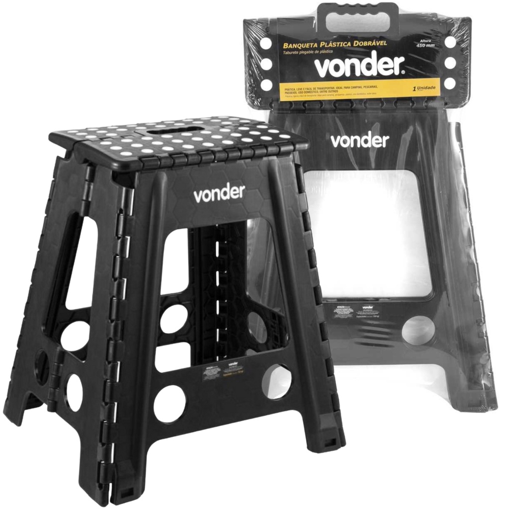 Banqueta De Plástico Dobrável Multiuso Até 150kg Altura 45 Cm Da Vonder em Oferta na Shopee