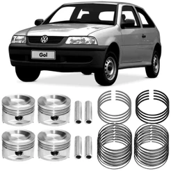 Kit Pistão Anel 0.50 Volkswagen Gol G3 1.0 99 a 2003 Gasolina Metal Leve