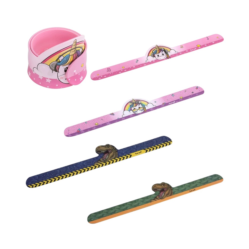 Regua Silicone Bracelete Bate e Volta Magic e Raptors BRW | Dinoussauro | Unicornio | Personagens | Divertido | Colorido | Magico | Desenho | 30cm | Material Escolar