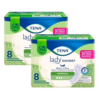 Kit 2 Absorvente para Incontinência Urinária Tena Lady Discreet Normal 8 Unidades
