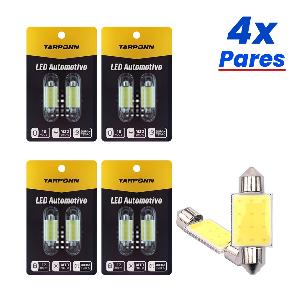 Kit 8 Lâmpadas Cob Led Interior Carro Torpedo 12 Chips 36 Mm em Oferta na Shopee