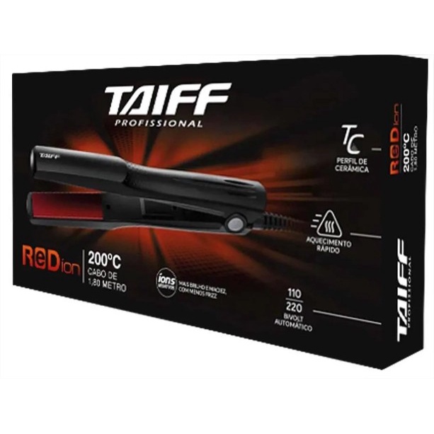 Chapinha | Prancha Taiff Red Ion 200°C Preto/Vermelho - Bivolt