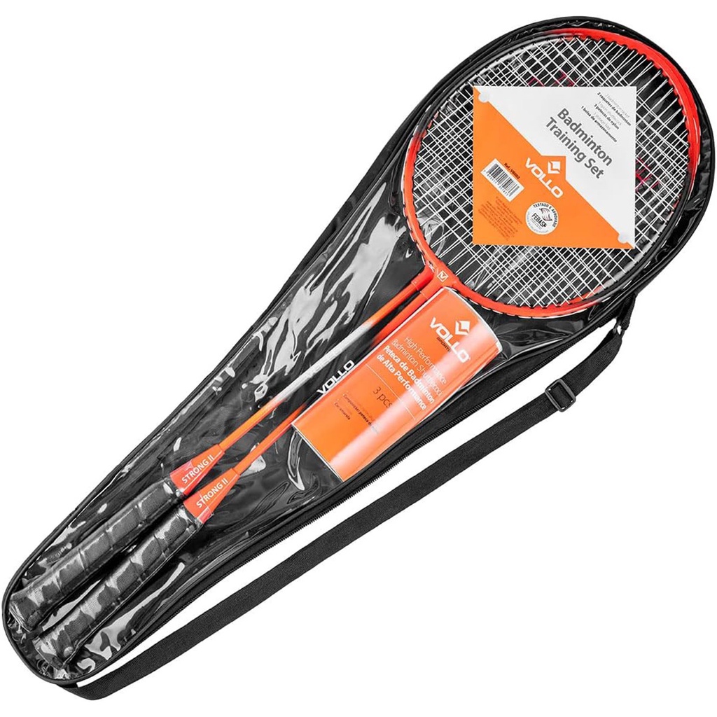 Detalhes do Kit Badminton 2 Raquetes 3 Petecas Bolsa Completo Nylon Nfe Diversão Vollo