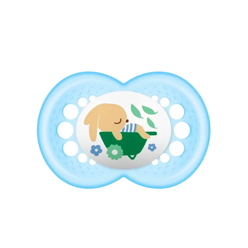 Chupeta Bico de Silicone Coleção Garden 6m+ Azul - MAM - Mom & Baby