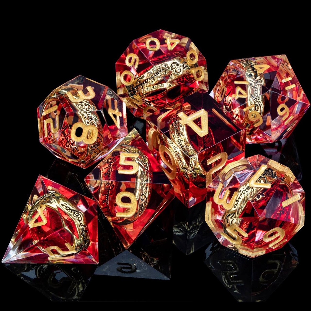 Kit 7 Dados RPG Senhor Dos Anéis Vermelho Dr D&D O Um Anel Pathfinder