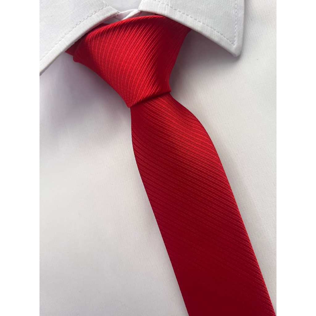Gravata Vermelha Risco Largo Slim e Semi Slim