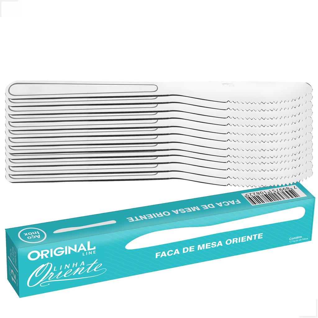 Kit Jogo 12 Facas Mesa Sopa Buffet Restaurante Lanchonete Aço Inox Linha Oriente Original Line em Oferta na Shopee