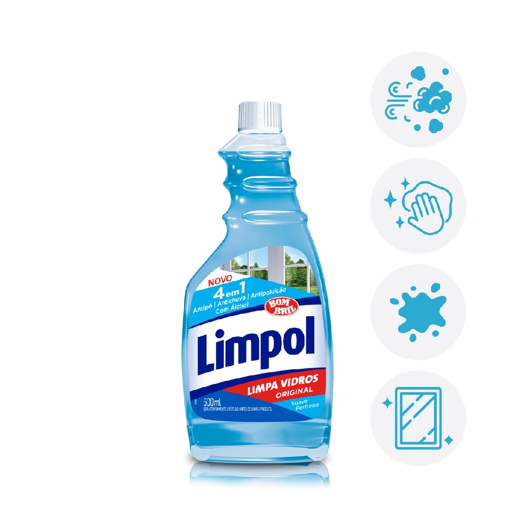 Refil Limpa Vidro Suave 3 1 Seca Rapido Limpol Bombril 500ml