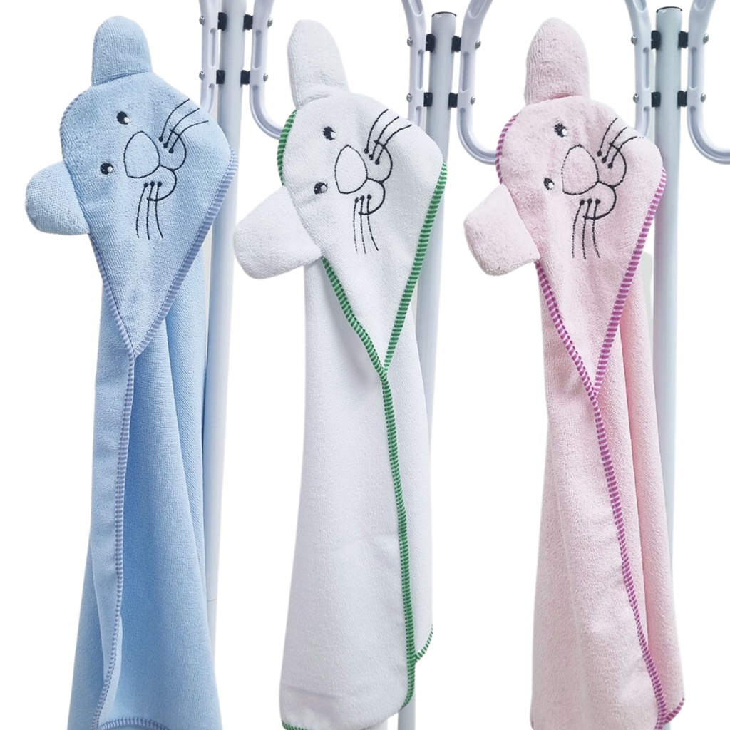 Toalha de Banho Bebe Kit 3 Toalhas Bordada com Capuz Dupla Face 100% Algodão Menino Menina