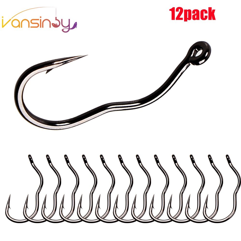 12pçs Gancho De Pesca Automático Lançando Mata Kail Pancing Anti-Corrida Peixe Linha Queda Farpa Dupla Com Liga De Manga