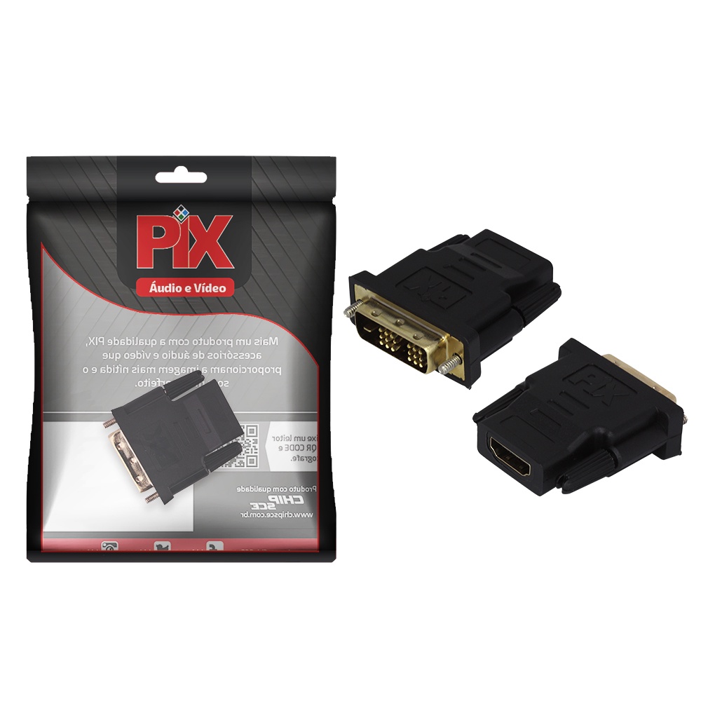 Conector Adaptador Dvi X Hdmi Fêmea 18+1 Banhado a Ouro