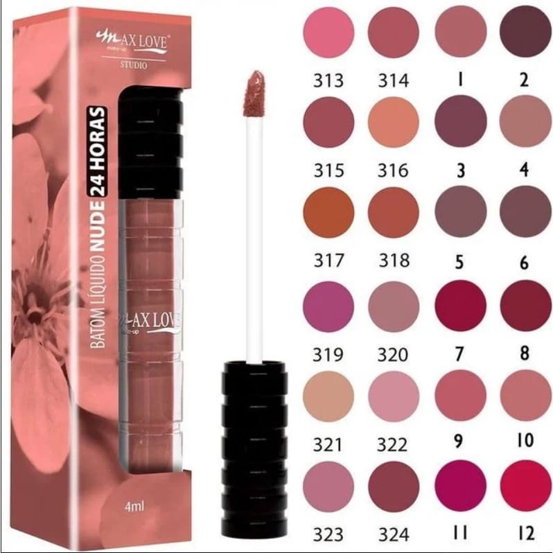 Batom Liquido 24 Horas Coleção Nude 319 a 324 - Maxlove