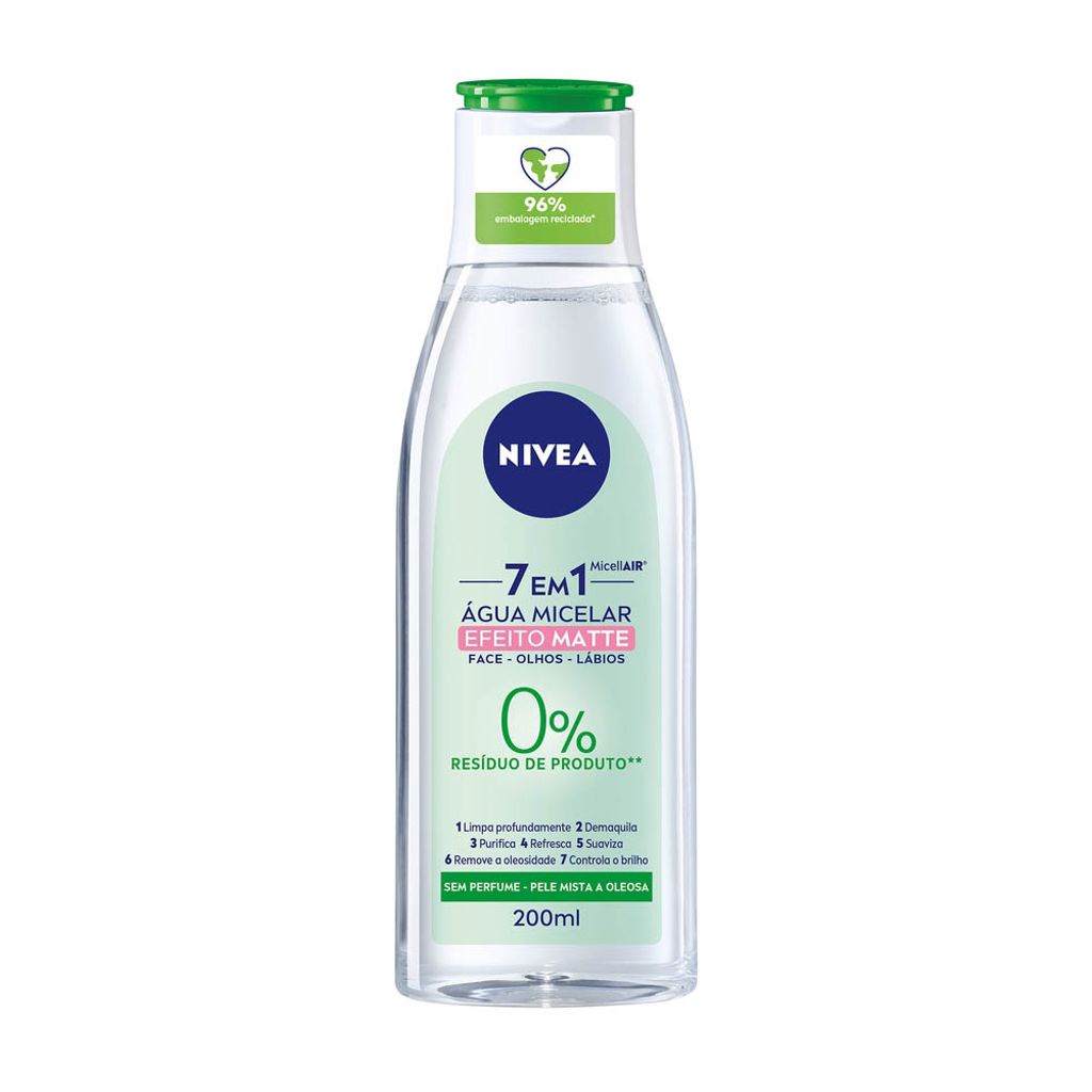 Água Micelar Nivea MicellAIR Solução de Limpeza 7 em 1 Efeito Matte 200ml