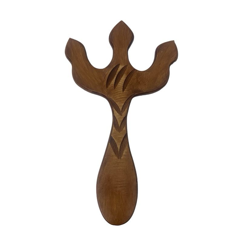 Ferramenta de Mão Exú Orixá Tridente 35cm Madeira