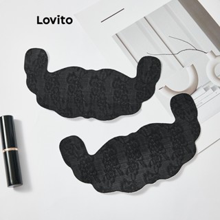 Lovito Casual Adesivo para Mamilo Feminino Liso com Estampa de Renda L50AD071 (Damasco/Preto)