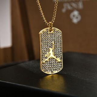 Colar De Ouro 18K Incrustado Com Diamante De Moda Jordan Jóias Pingentes Simples Para Homens E Mulheres