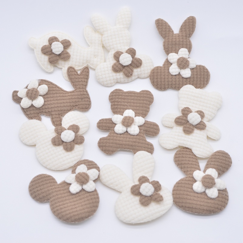 10pcs acolchoado coelho urso mouse cabeça aplicativos para DIY cabeça roupas chapéu sapatos brinquedo costura patches