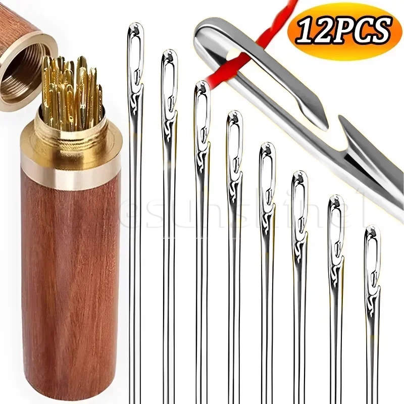 Agulha De Rosqueamento Automático De Aço Inoxidável Para Idosos/Agulhas De Costura Com Furo Lateral Cego/Rápido Bricolagem Doméstica / em Oferta na Shopee