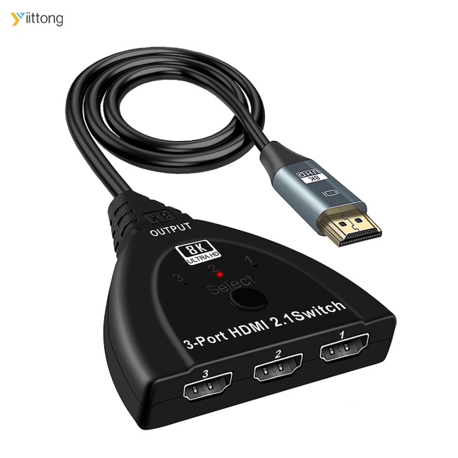 YT-Switch Splitter Compatível Forhdmi 8k 2.1 Caixa Seletora De Interruptores 4k 120hz 3 In 1 Out 3 Chave Portas Para Monitor De Tv