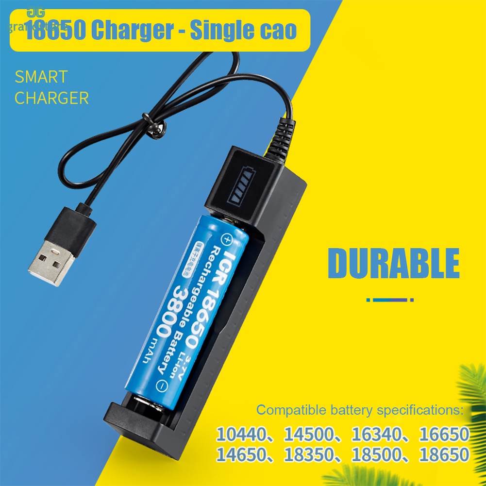 DG 18650 Carregador Único Slot USB Pequeno Ventilador Lanterna Bateria De Lítio Carregando A6Z9