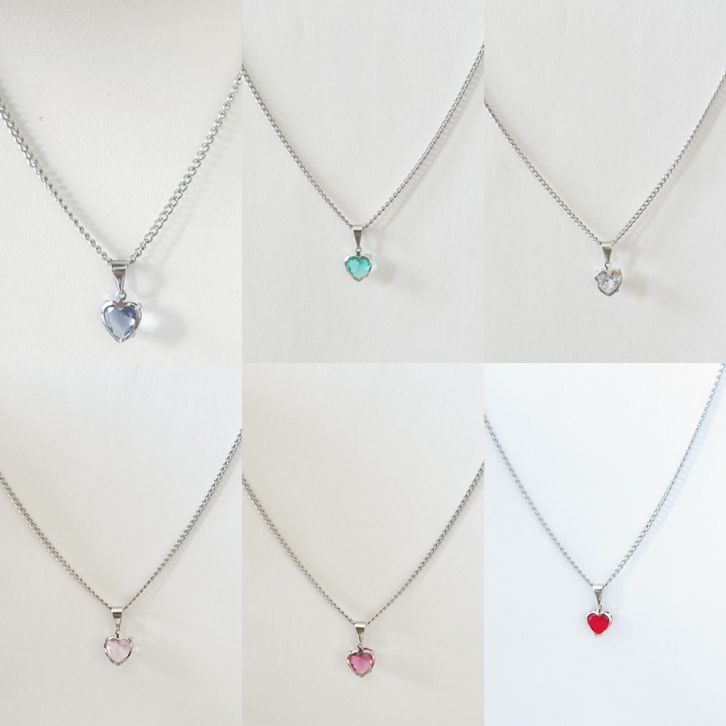 Colar Com Pedra Zirconia Colorido Coração Colar Feminina 42CM /Colar Com Coração Cravejado em Oferta na Shopee