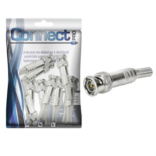 Kit 10 Peças Conector Bnc Com Mola Plug Cftv Alta Qualidade