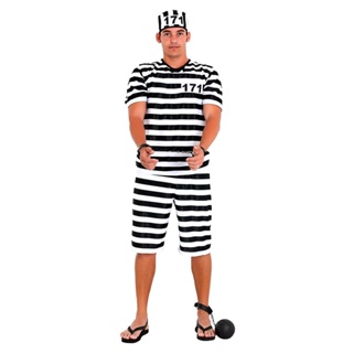 Fantasia Adulto Presidiário Com Chapéu Carnaval Abrakadabra
 em Oferta na Shopee