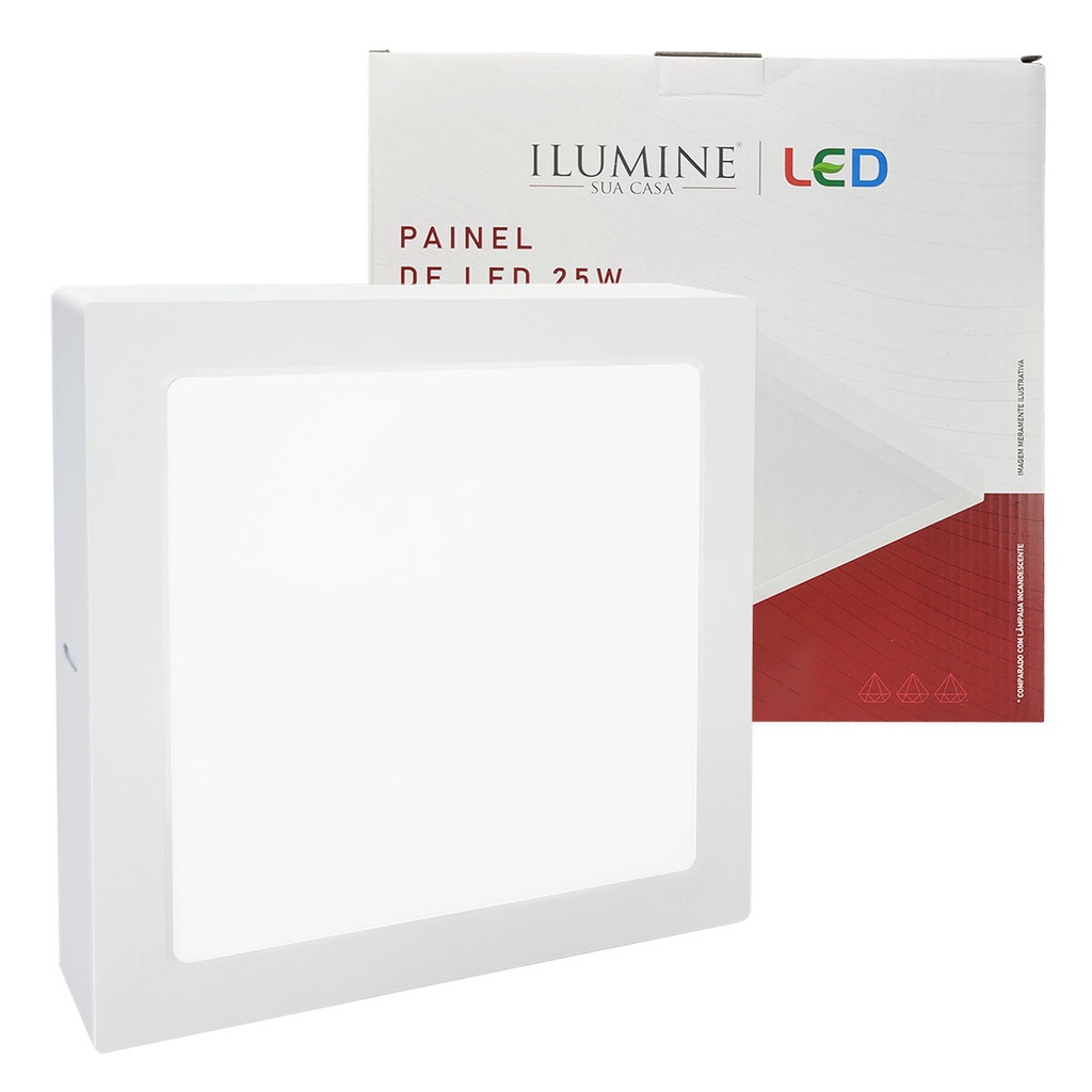 Painel LED 25W Ilumine Sua Casa Sobrepor Quadrado Iluminação Moderna e Eficiente em Oferta na Shopee