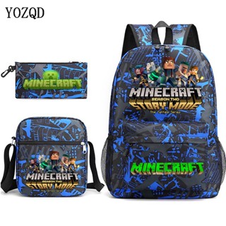 Minecraft Escola Mochila Crianças Kit 17in Anime Padrão Moda Casual Menino Menina Estudante Mochila Canvas Messenger Bag Lápis Caso 3pcs GYT576