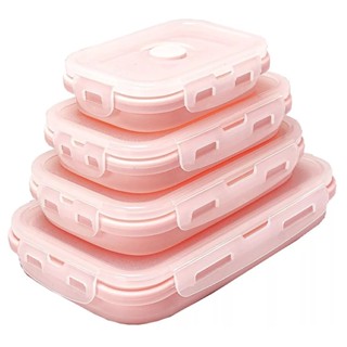 Conjunto 4 Marmita Retrátil Silicone Pote Dobrável Com Tampa