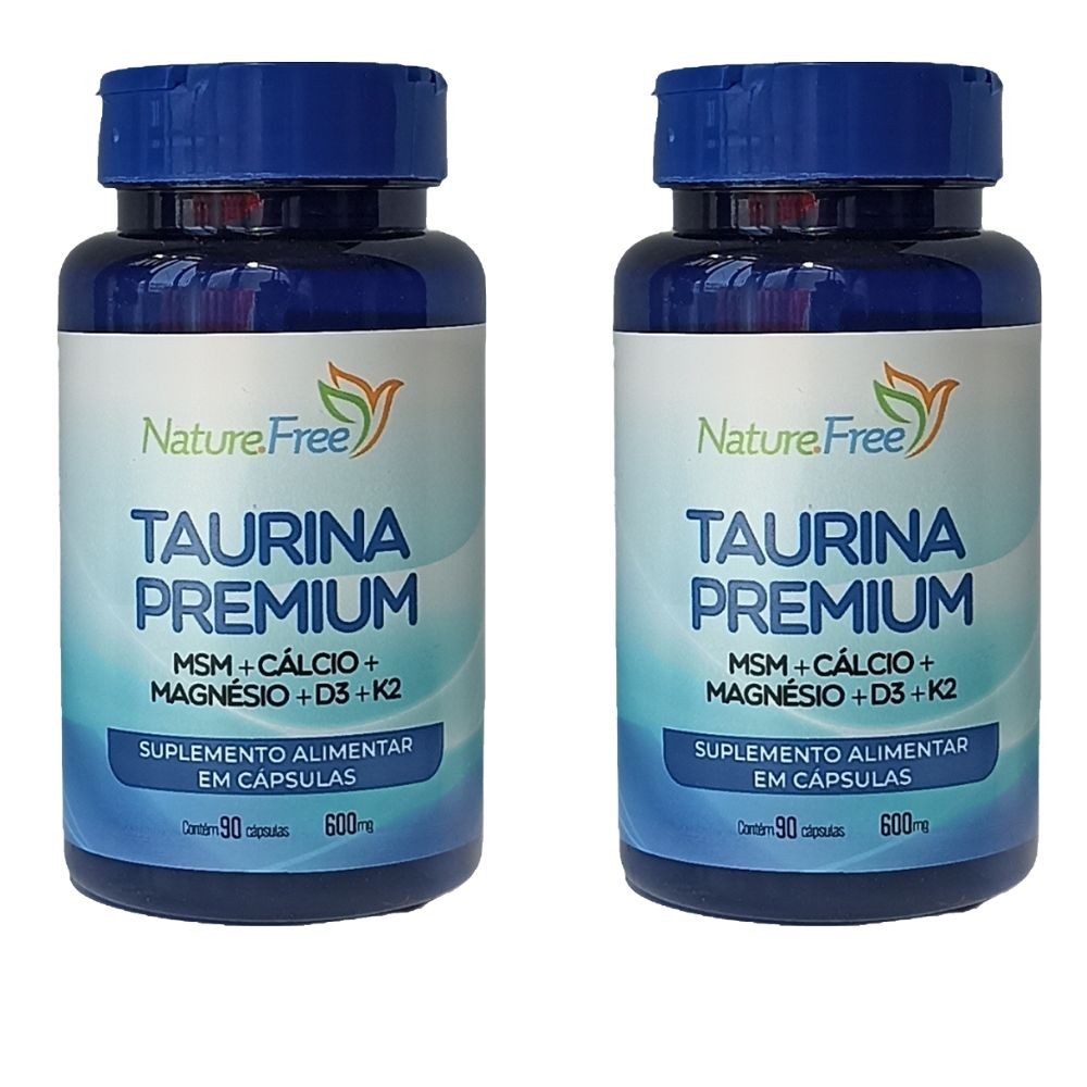 Kit 2 Taurina Premium (MSM + Cálcio + Magnésio + D3 + K2)  em Cápsula 90 Cáps - NathurePro