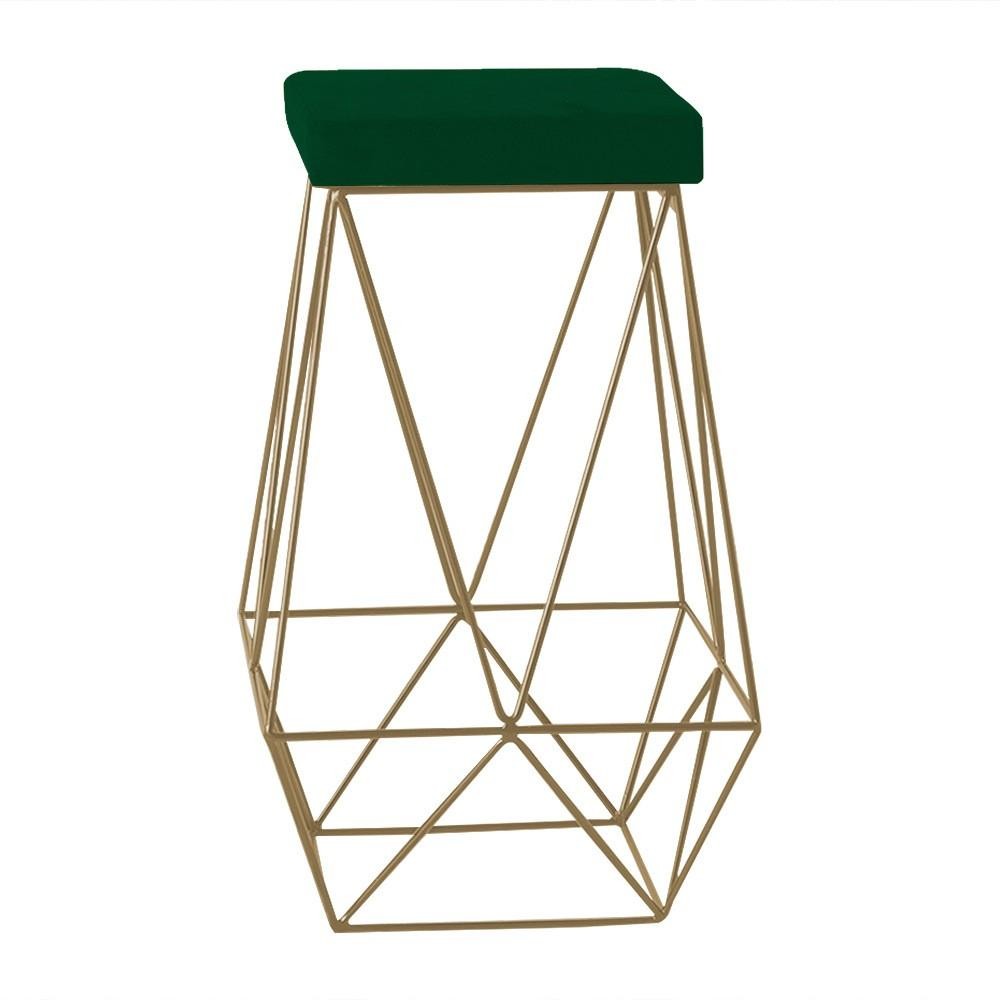 Banqueta Decorativa Kathy Base Gold Suede Verde G41 - Gran Belo