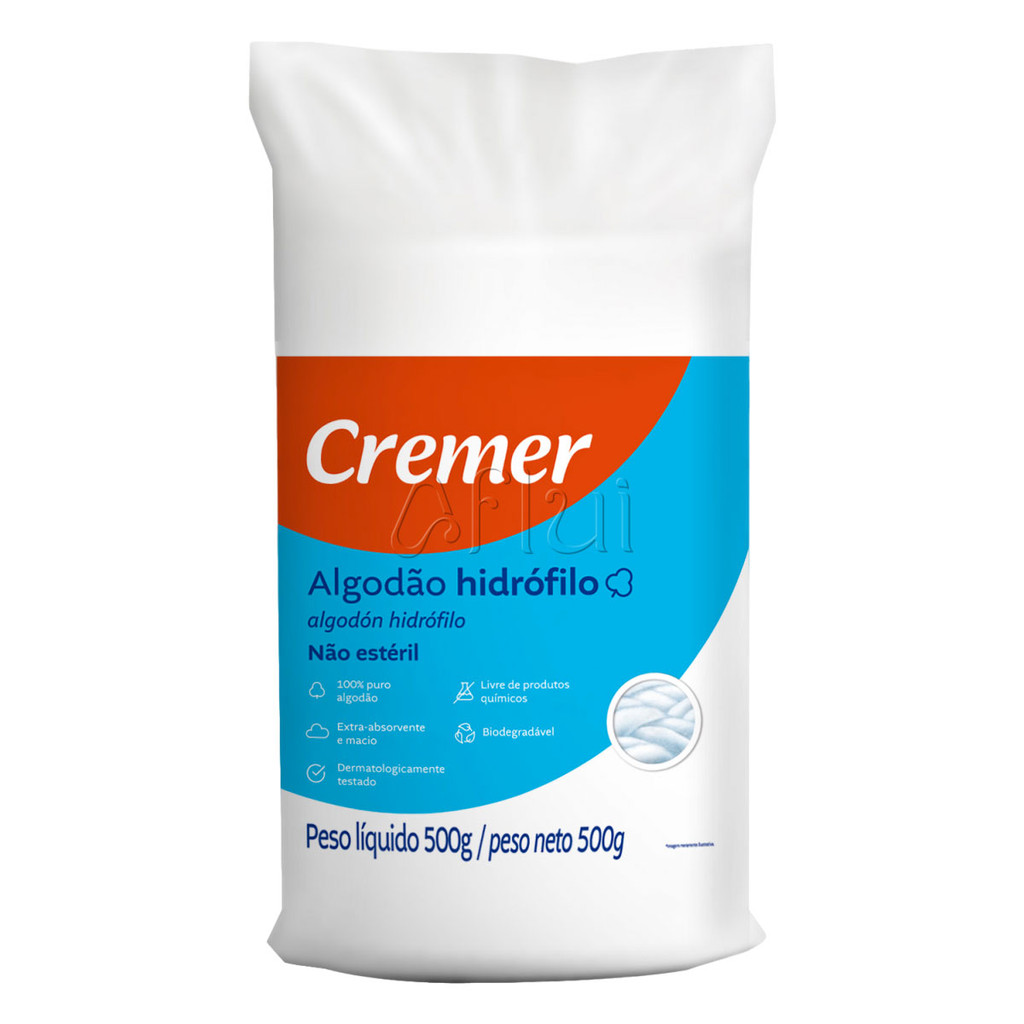 Algodão 500g Cremer Hidrófilo Rolo 100% Puro Algodão