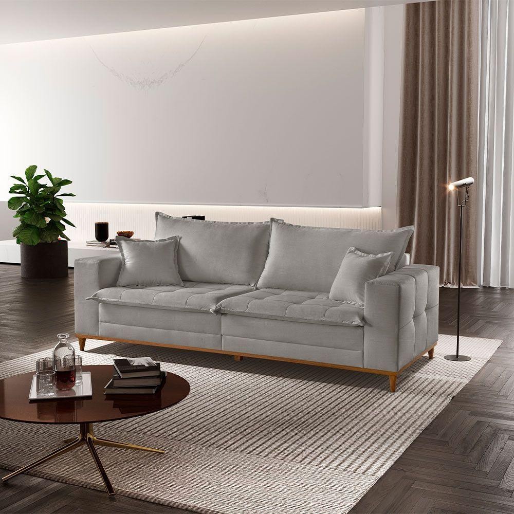 Sofá Matrix 02 Módulos De 100cm B25cm Meu Sofá Online A230 Linho Cinza