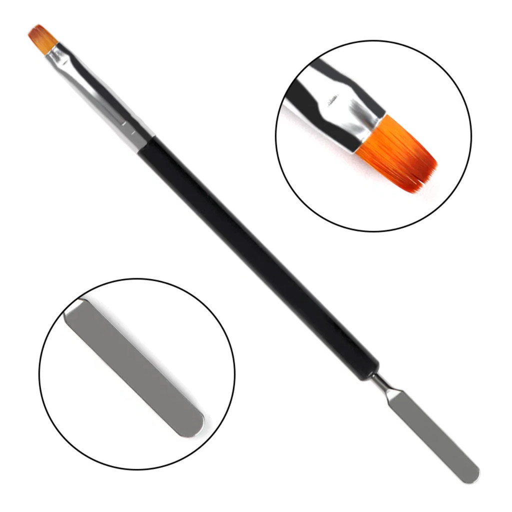 Pincel Polygel Molde F1 2 em 1 com Espátula Ponta Dupla
