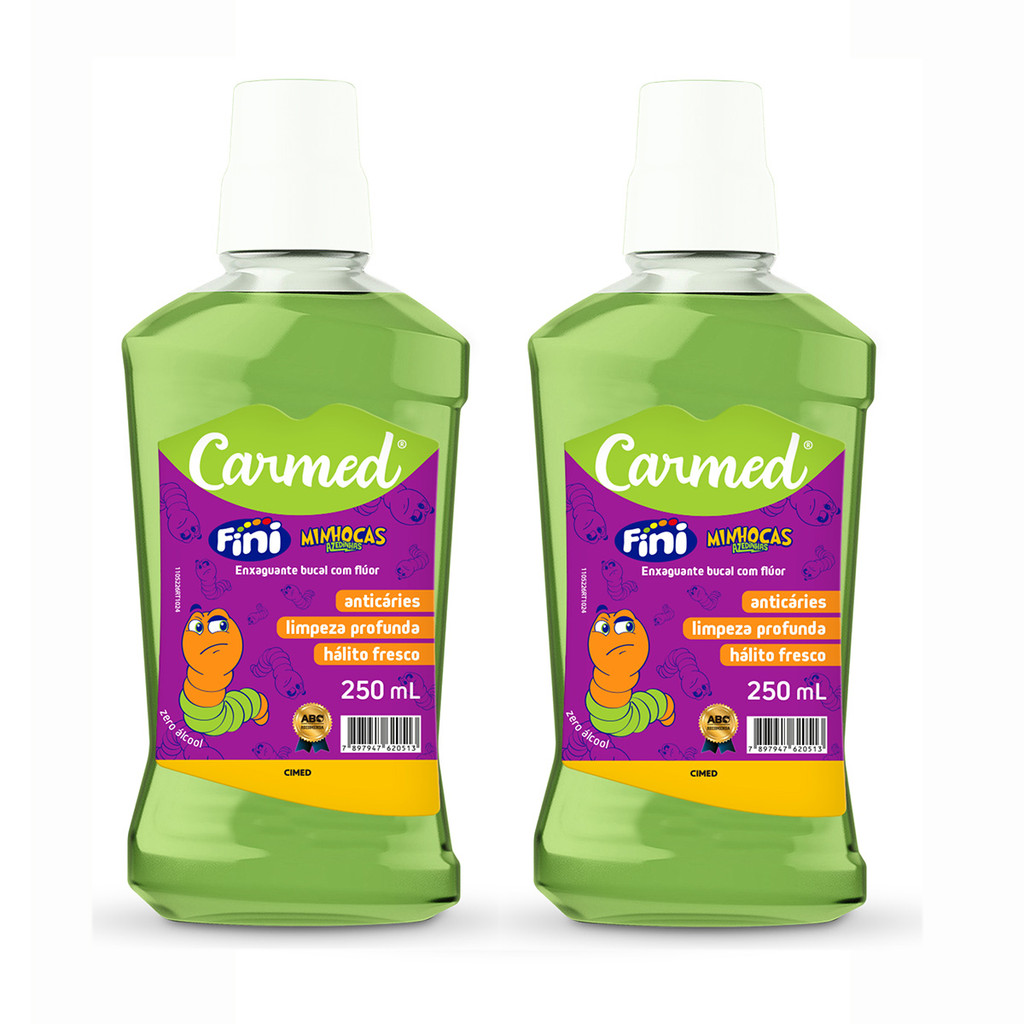 Kit 2 und Enxaguante Bucal Carmed Fini Minhoca 250 ml em Oferta na Shopee