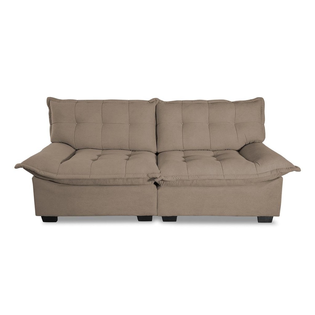 Sofá 3 Lugares Coliseu Bouclê Marrom - King House em Oferta na Shopee