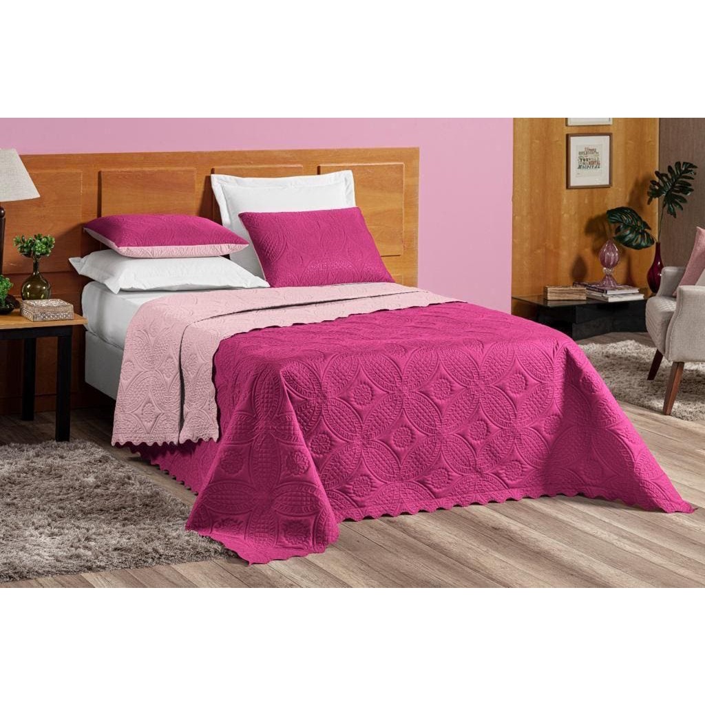 Cobre Leito 03Pçs Dupla Face Liso Floral Queen Poliéster Promoção Matelassê Ultrassônico em Oferta na Shopee