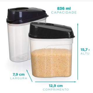 Suporte Porta Farinheiro Farinha Ou Açucar 15x13x8cm 836ml Transparente Com Tampa Nitron Multiuso