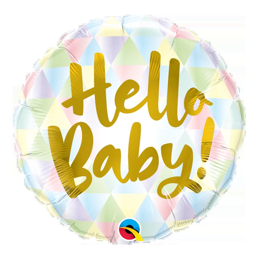 Balão de Festa Microfoil 4" 10cm - Redondo Hello Baby - 1 unidade - Qualatex Outlet - Rizzo - Home & Living