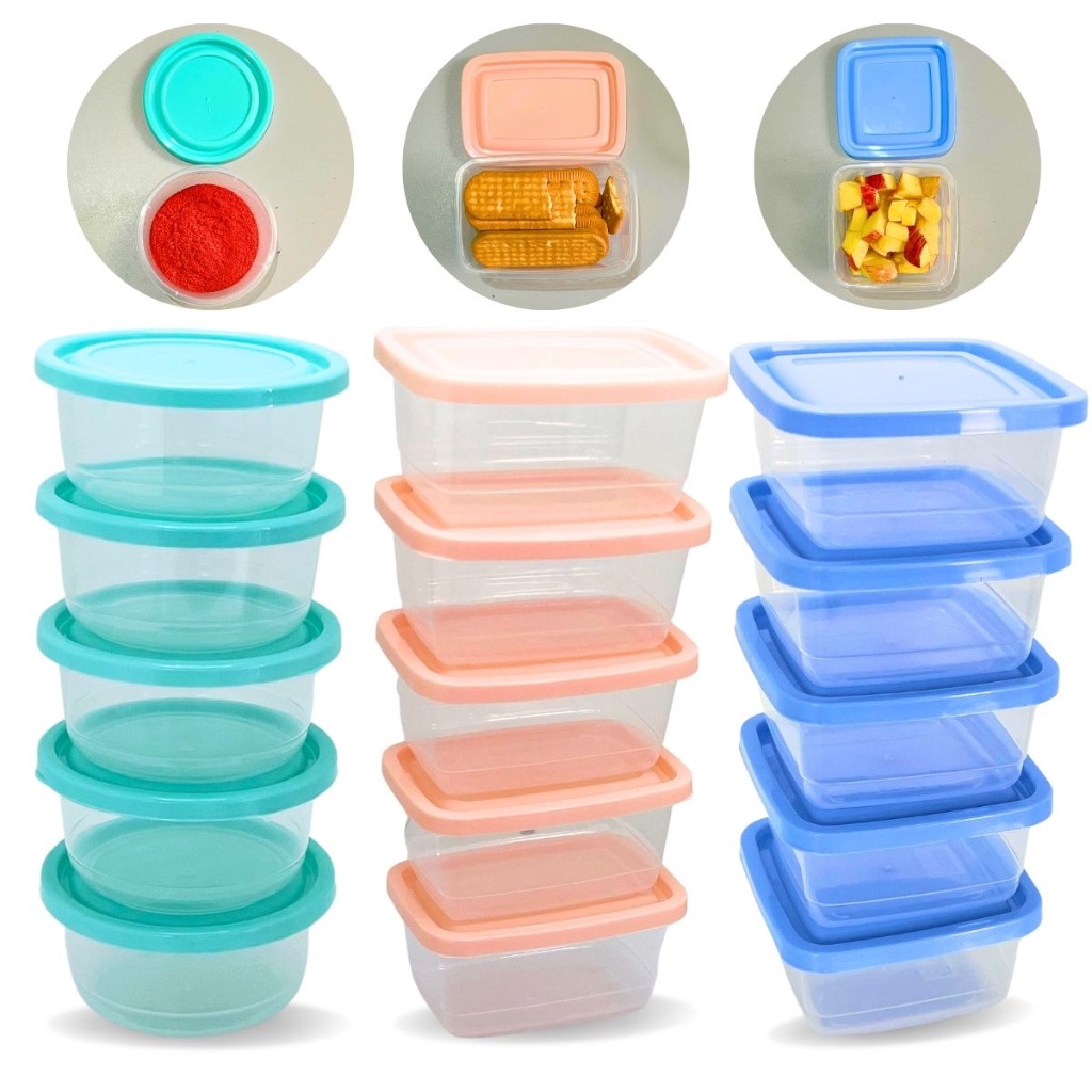 Kit 15 Potes Plásticos Vasilha c/ Tampa Livre PBA Marmita Redondo, Quadrado e Retangular Mantimento Geladeira