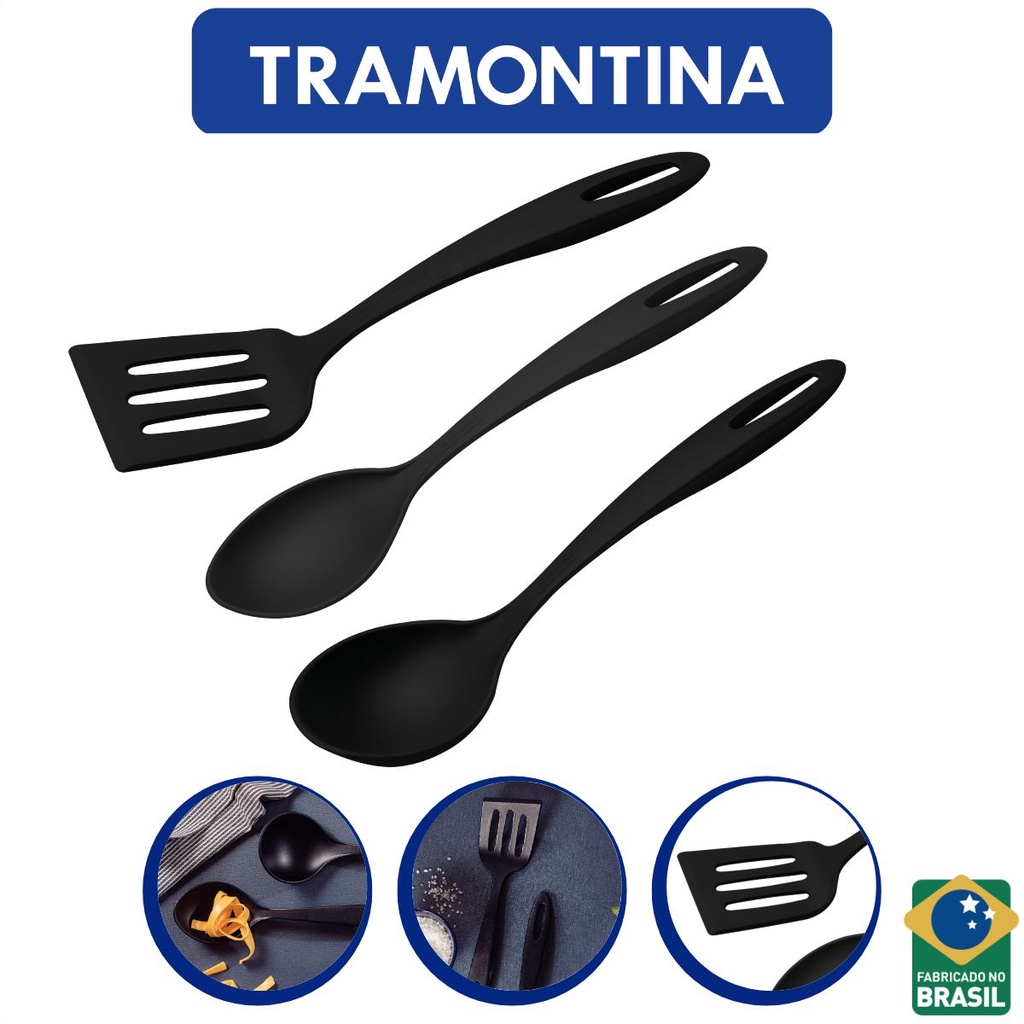 Jogo De Utensílos Ability 03 Peças Em Nylon Antiaderente Tramontina em Oferta na Shopee