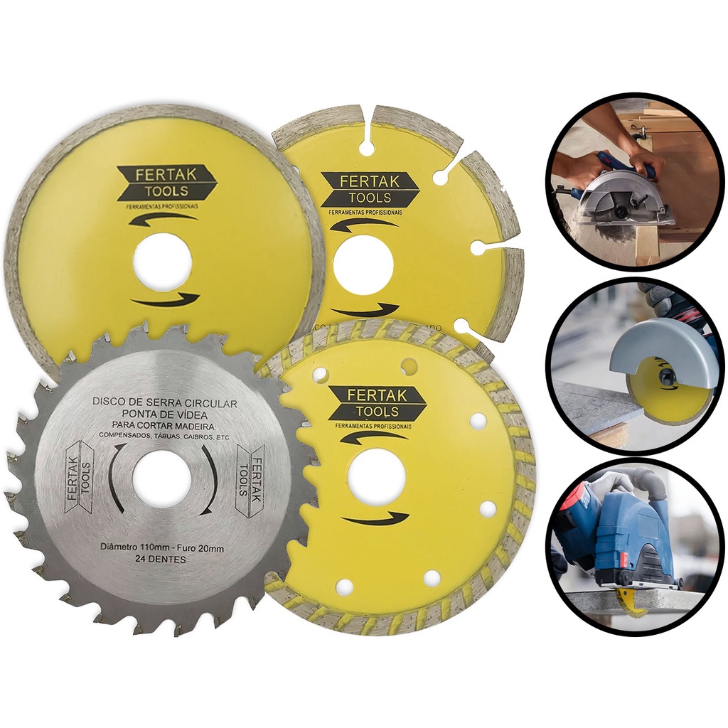 Jogo de Disco Diamantado e De Serra Fertak 4un P/ Makita E Serra Mármore Vários Usos Kit de Discos, Disco de Corte em Oferta na Shopee