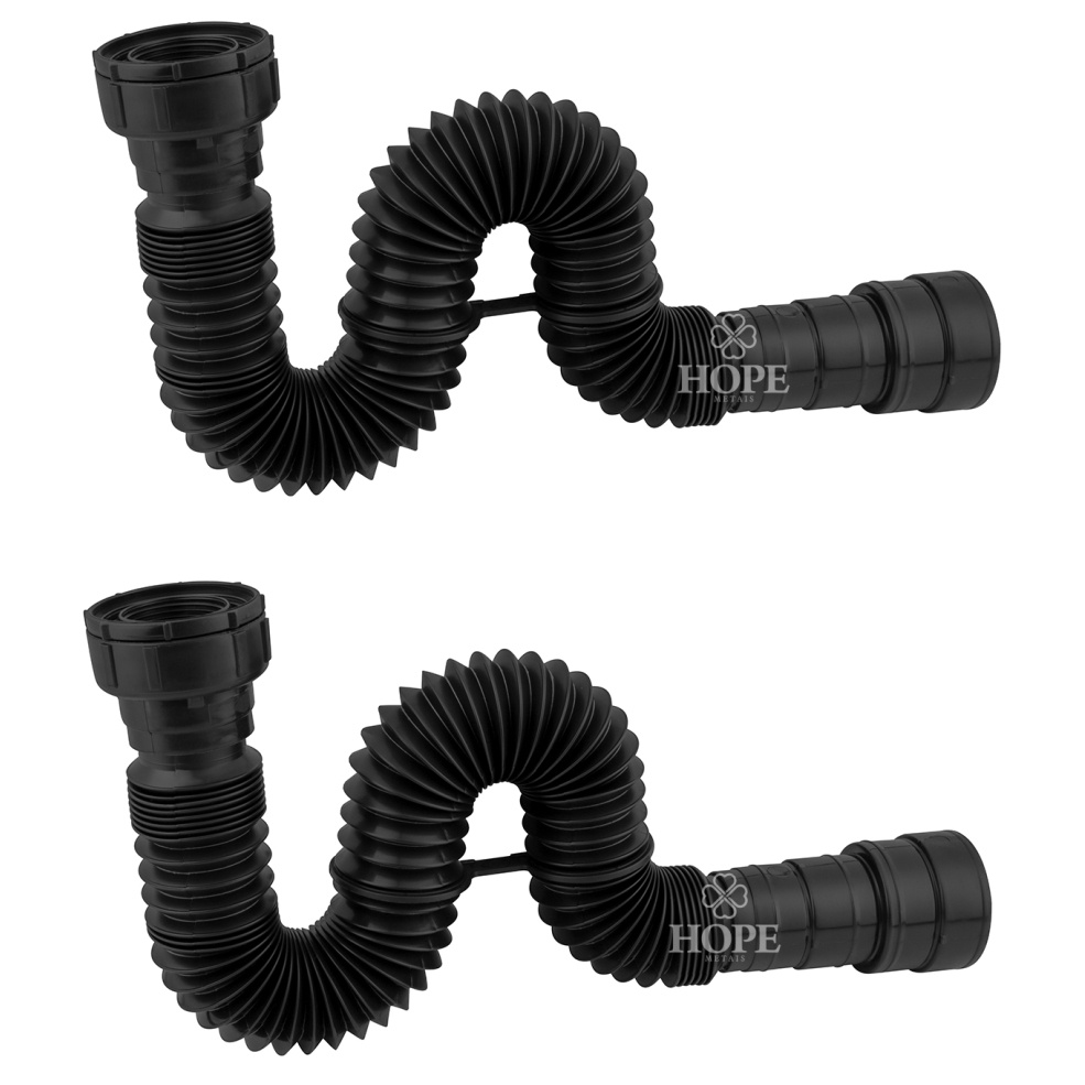Kit 2 Sifão Sanfonado Ajustável Banheiro Pia Tanque Preto