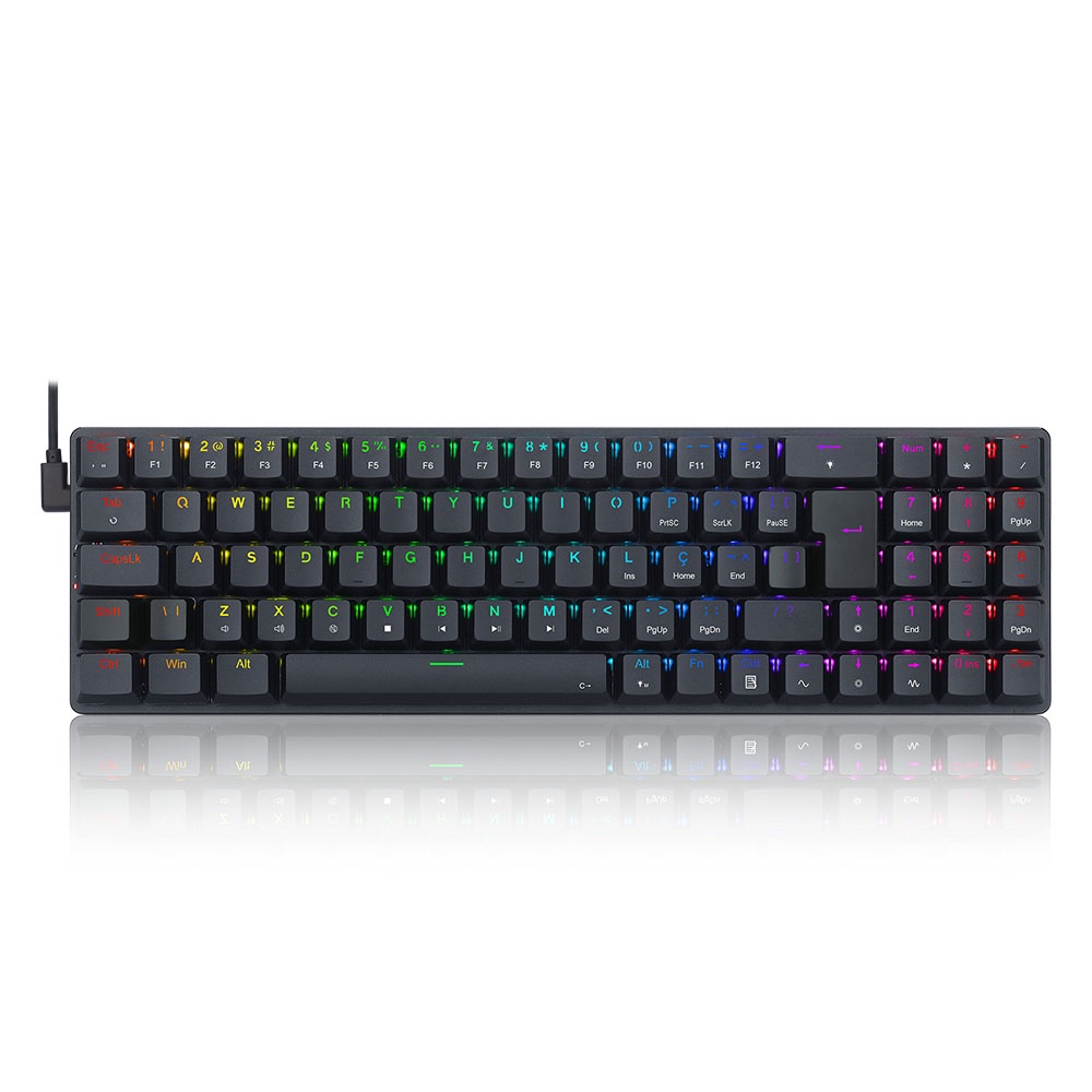 TECLADO MECANICO GAMER ASHE RGB SWITCH BLUE REDRAGON K626-KB-B PRETO