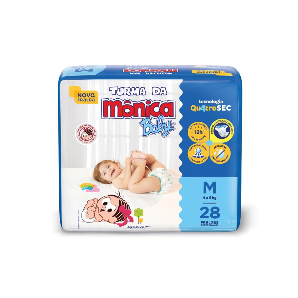 Fralda Turma da Mônica Baby Jumbo M com 28un em Oferta na Shopee