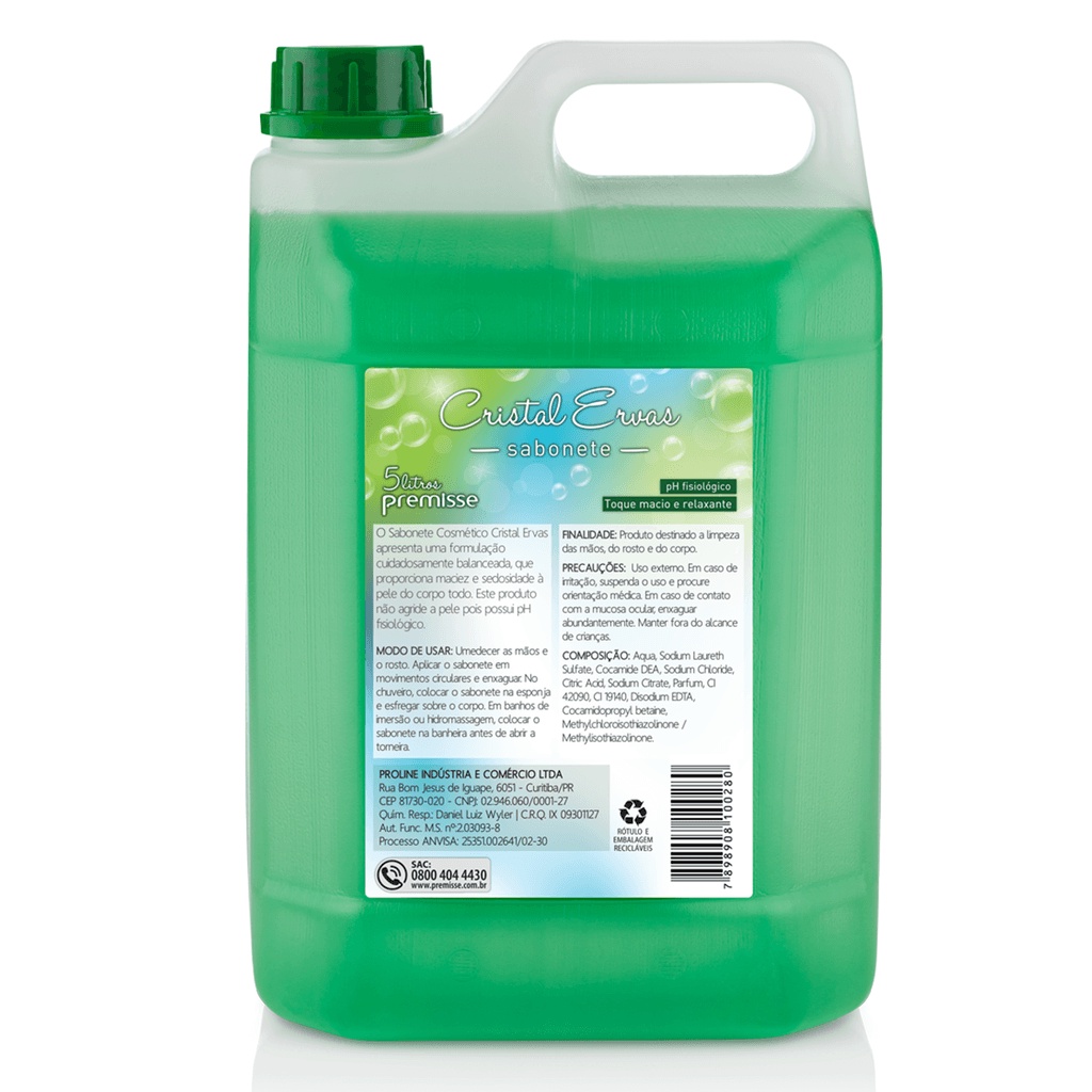 Sabonete Líquido Cristal Ervas Premisse - 5L - Beauty