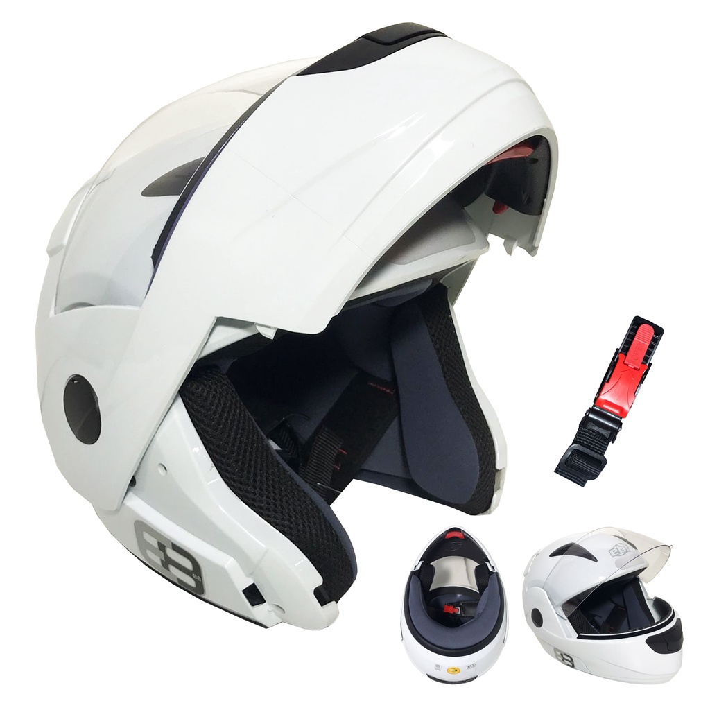 Capacete Moto Robocop Articulado E08 Solid Branco Ebf