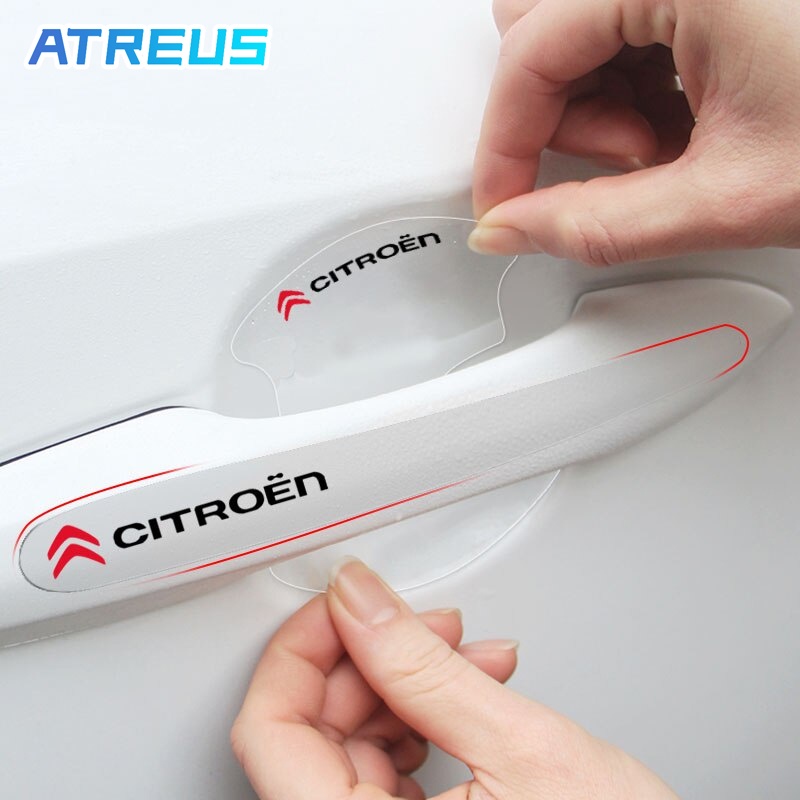 8 Peças Para Citroen Do Carro Película De Proteção Maçaneta Da Porta Decalque Etiqueta Transparente Citroen c3 c4 c5 Aircross e-c4 DS5 DS7