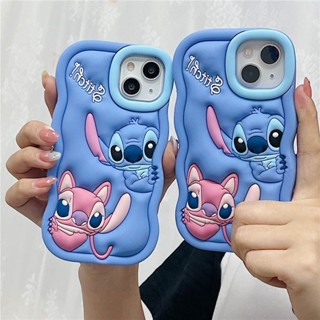 Para iPhone 15 Pro Max 14 13 12 Mini 11 7 8 Plus 6 6S 5 5S SE So Cute Stitch Cartoon Capa Da Caixa Do Telefone Com Ponto Macio De Onda De Silicone